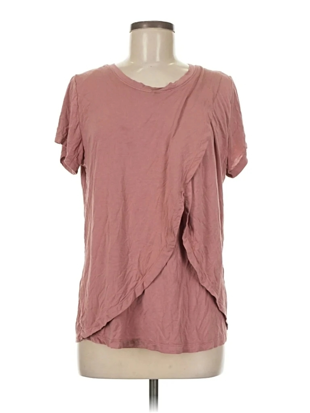 Women's Dusty Rose Short Sleeve Draped Front Top
